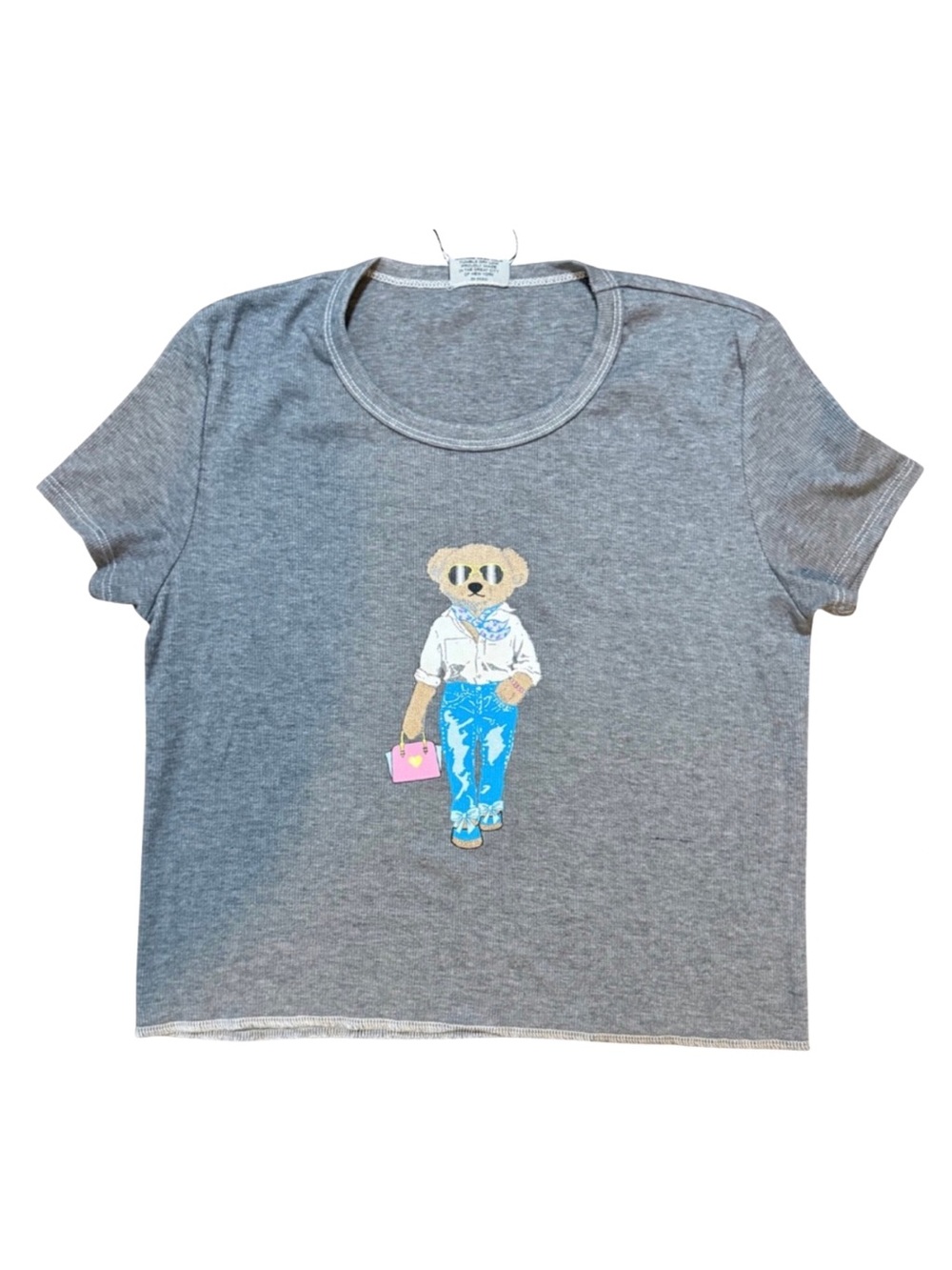 Firehouse Grey Ribbed Glam Bear t-shirt NWOT Girls size Large